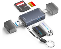 SD Kaartlezer - USB 3.0 Card Reader - USB & USB-C-SD-microSD - 6 in 1 OTG Kaartlezer - Cardreader voor Laptop, MacBook, Tablet & Smartphone