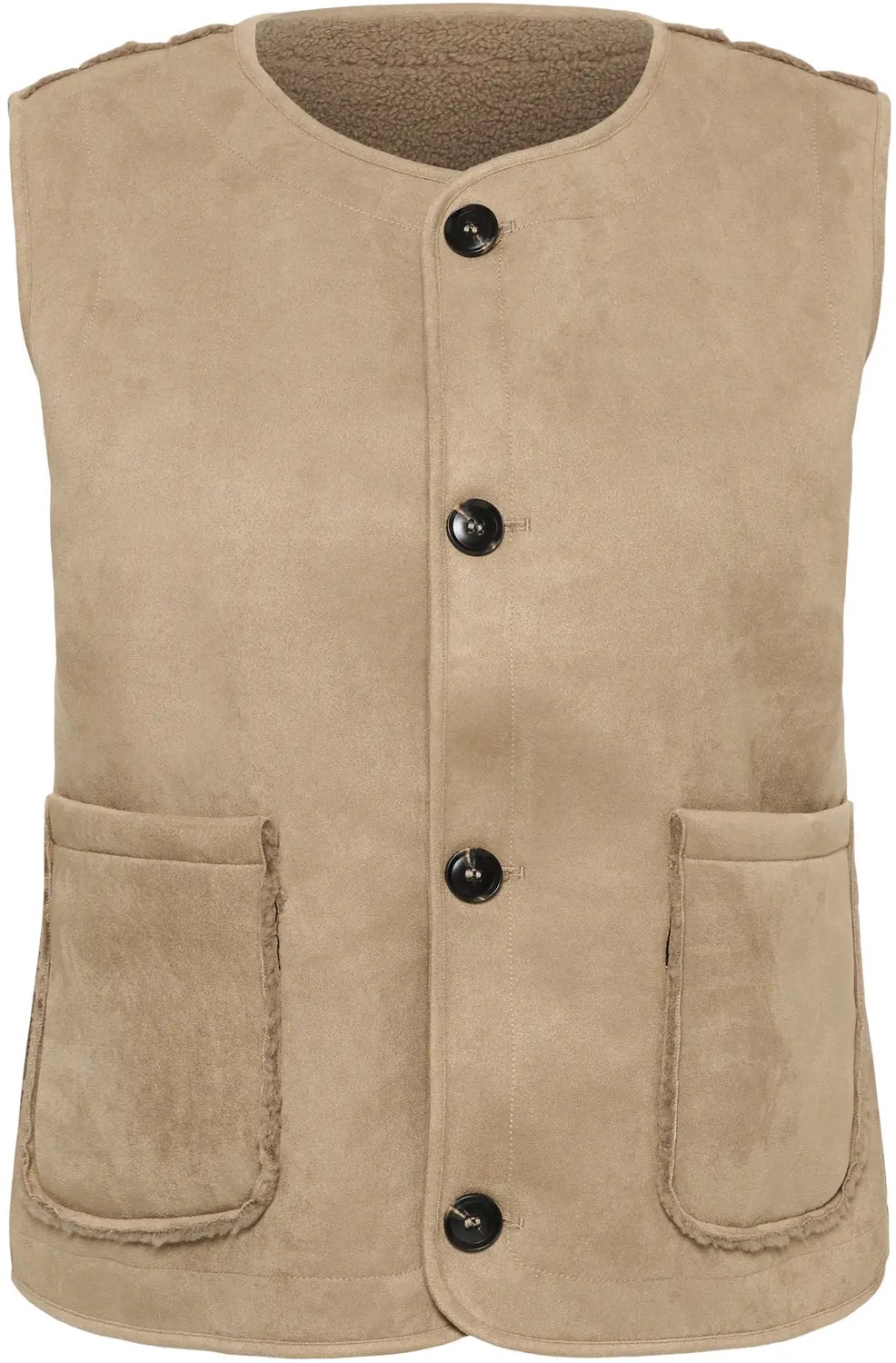 Mouwloos damesjack KAFFE Curve Kclinnea Desert Taupe