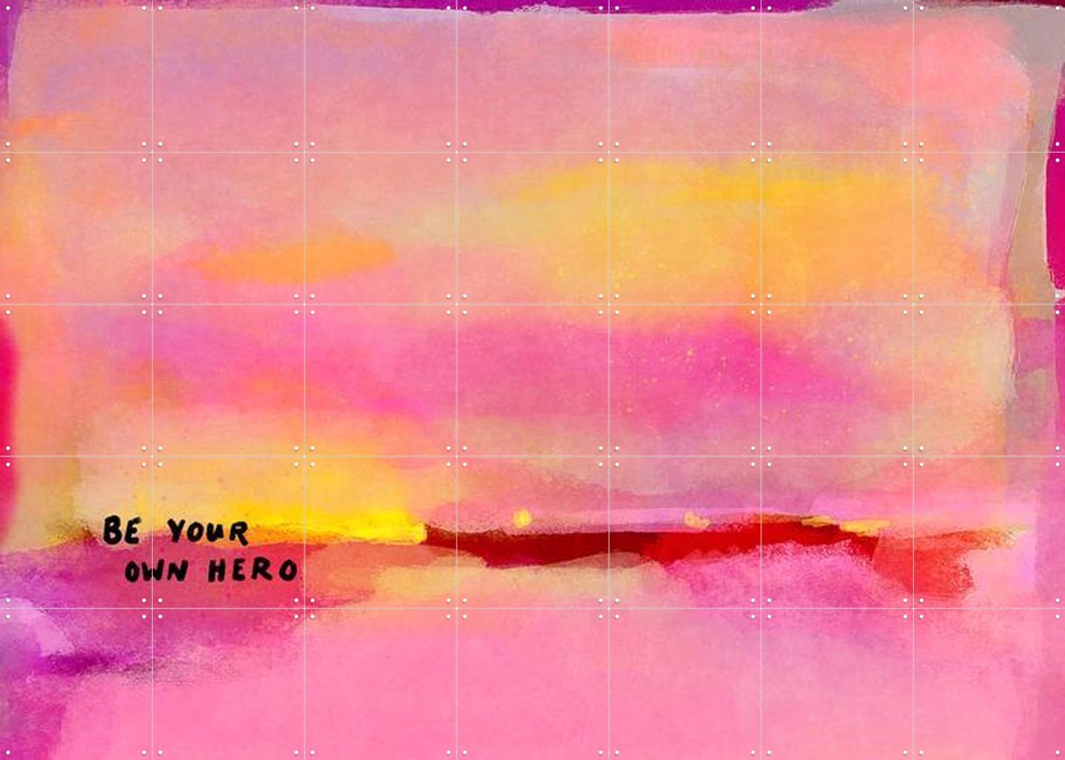 IXXI Be Your Own Hero, Raissa Oltmanns - 140 x 100 cm - Grote wanddecoratie en posters - Modern, Abstract, Aquarel, Kleurrijk, Slaapkamer, Woonkamer Roze / Geel