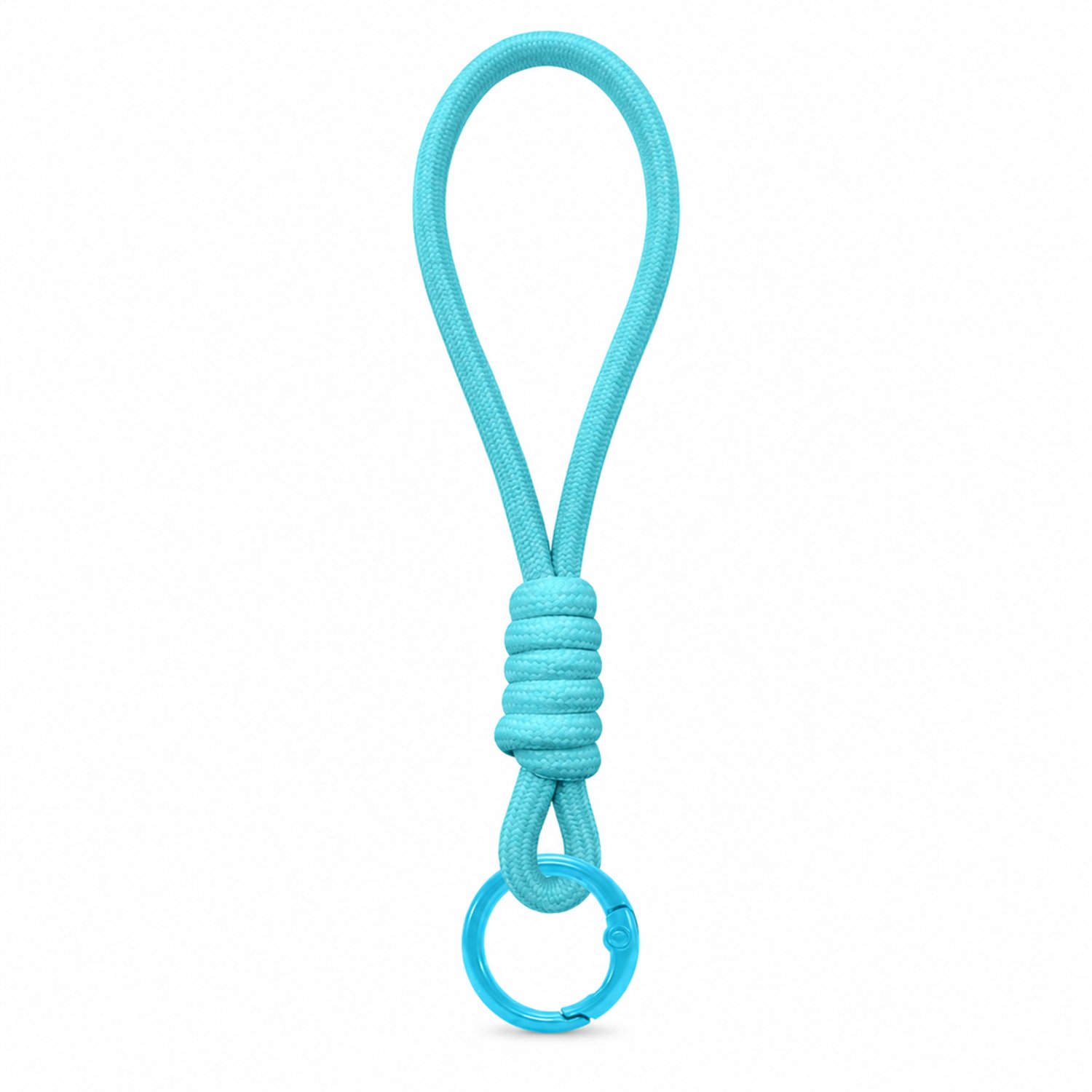 Telefoonkoord blauw 15 cm - kort polskoord met gevlochten structuur en ronde veersluiting - los verpakt