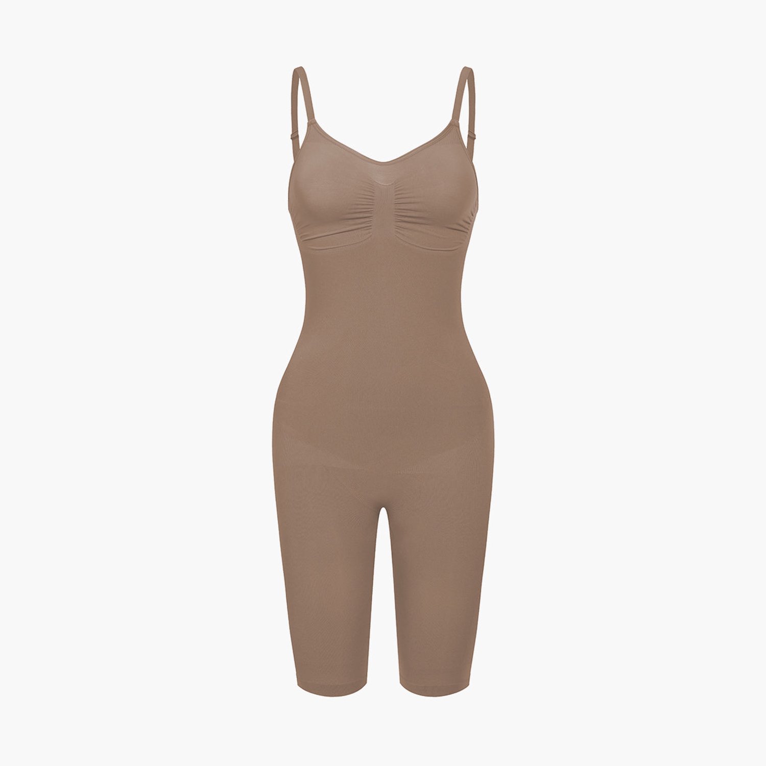 cfab Bodysuit met corrigerende shapewear en bijpassende shorts - Caramel - M - Corrigerende Body - Naadlos - corrigerend ondergoed dames