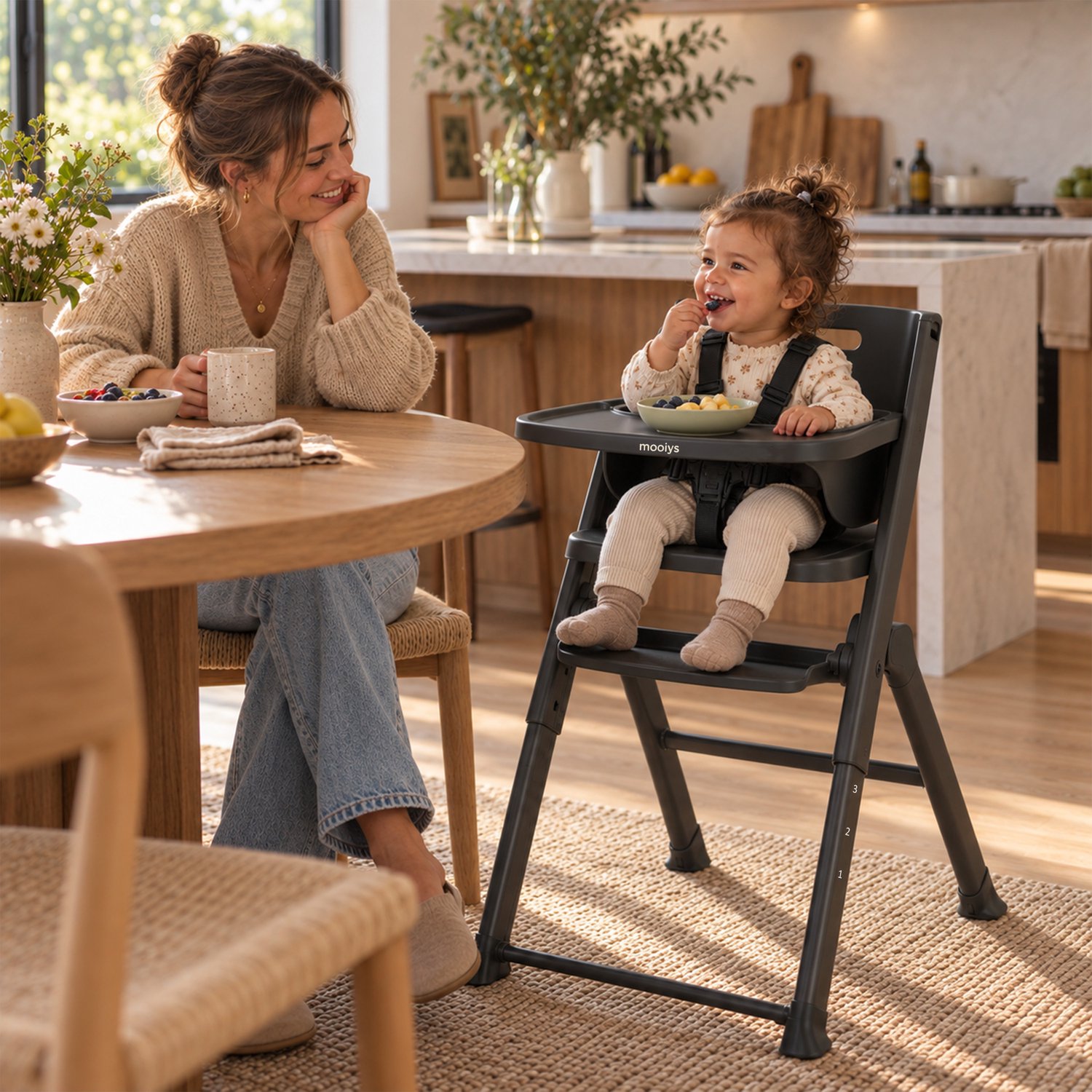Mooiys Nomi Kinderstoel - Opvouwbaar - Verstelbaar - Zwart – foto 4