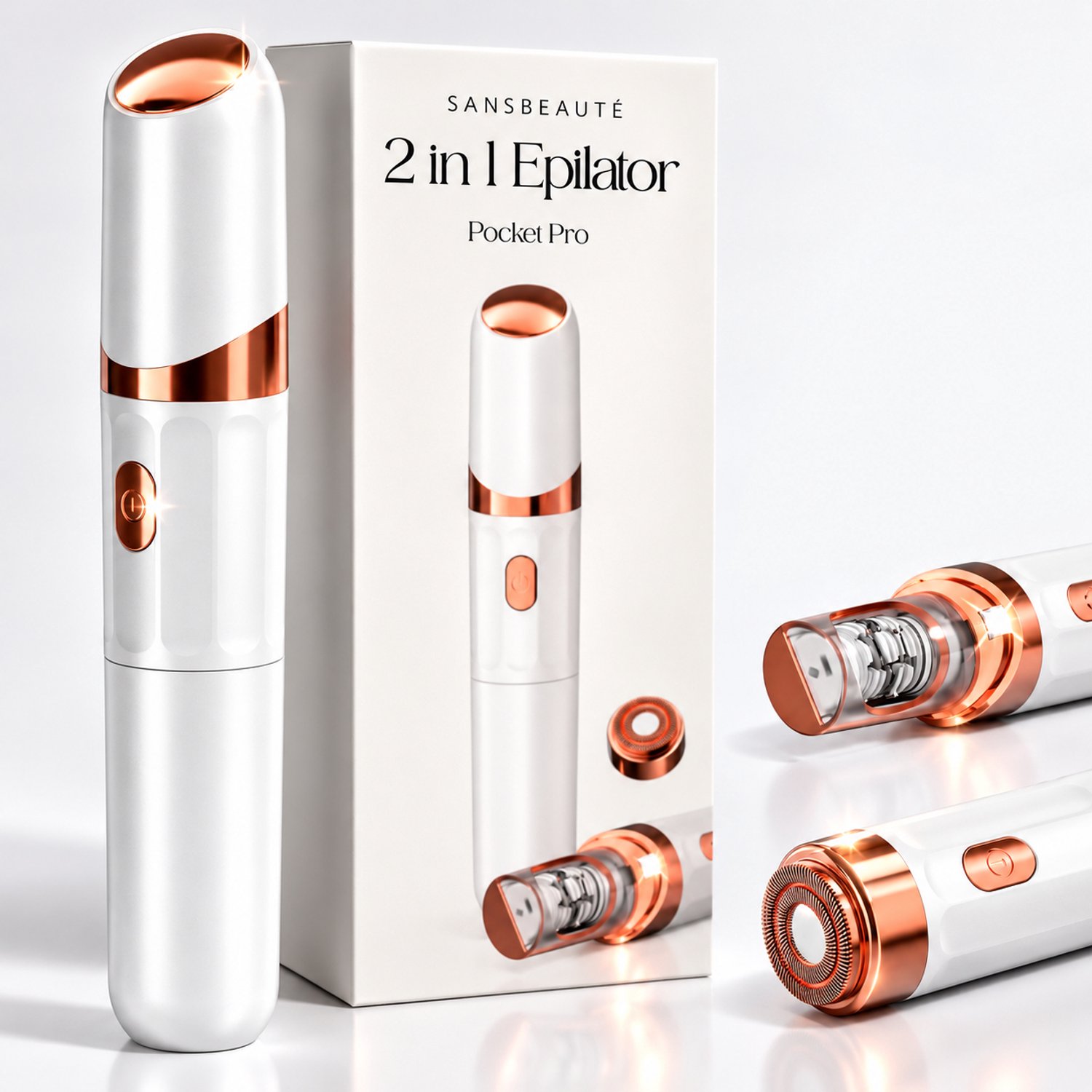 Sansbeauté 2 in 1 Epilator voor Vrouwen PocketPRO Essential met Travel Bag - Epileerapparaat Dames - Epilator - Gezichtsepilator Vrouw - Gezichtsontharing Dames - Epilator Gezicht - Epilator Dames - Gezichtsepilator dames - Oplaadbaar - Wit