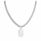 Zilverkleurige ketting heren letter hanger Z schakel ketting minimalistische ketting met initiaal hanger rechthoekige hanger persoonlijke ketting voor dagelijks gebruik feest cadeau afstuderen