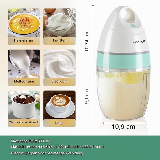 Kleine Elektrische Mixer - Wit - Draagbare Keukenmixer voor Eieren, Room en Koffie — afbeelding 5