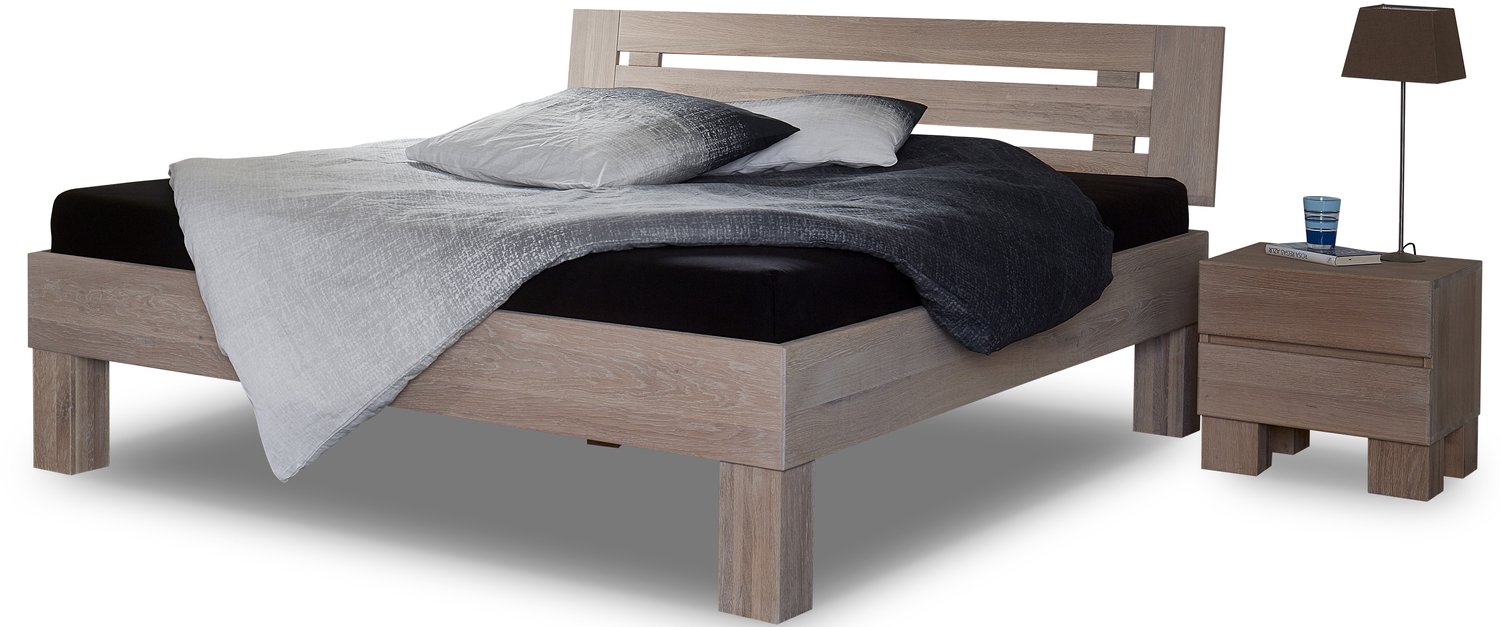 Bed BoxWonen Bed Box Wonen Massief eiken houten bed Gabrovo Premium 180x210 cm Natuur geolied