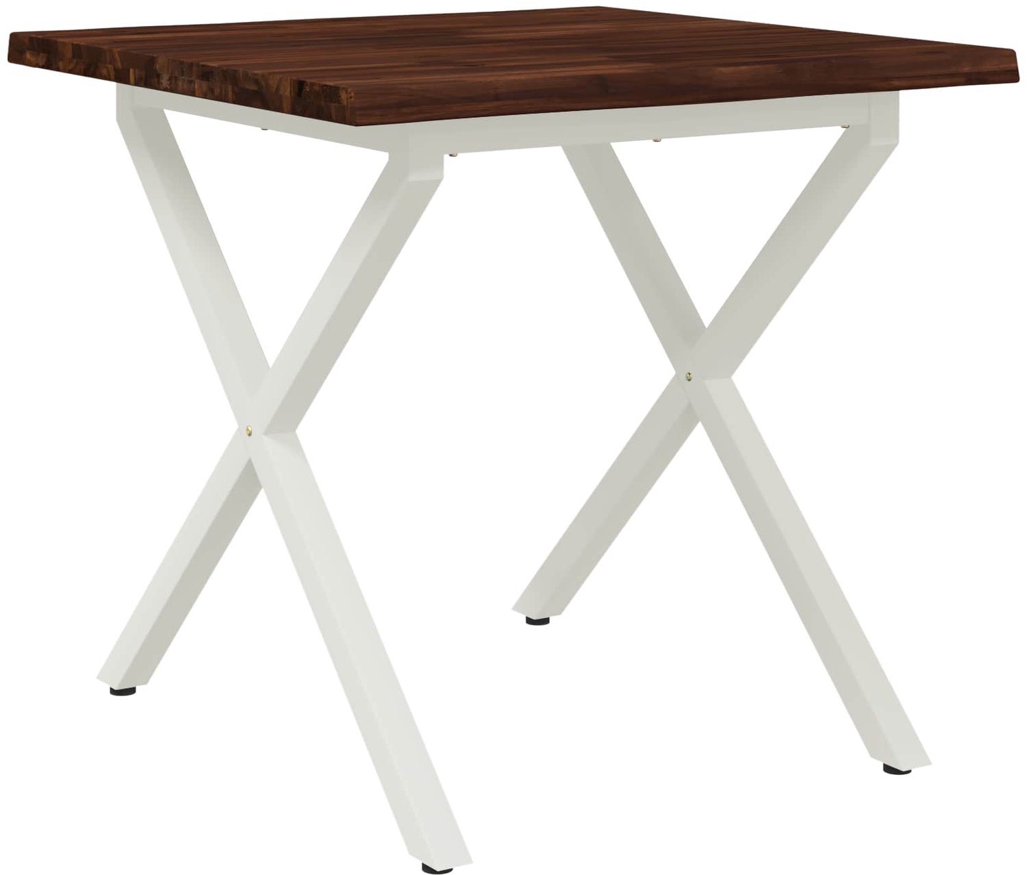 vidaXL Eettafel - met - levendige - rand - 70 - x - 70 - x - 75 - cm - Massief - Acacia - Hout Donkerbruin en Wit