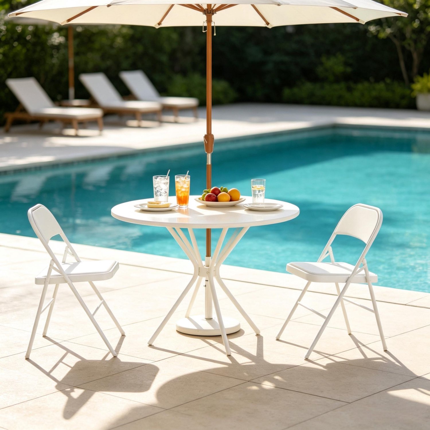 OKWISH Eetkamerstoelen 45 x 46 x 78 cm - Set van 2, Opvouwbaar en Stevig - Voor Eetkamer en Bijeenkomsten - Staal - Wit
