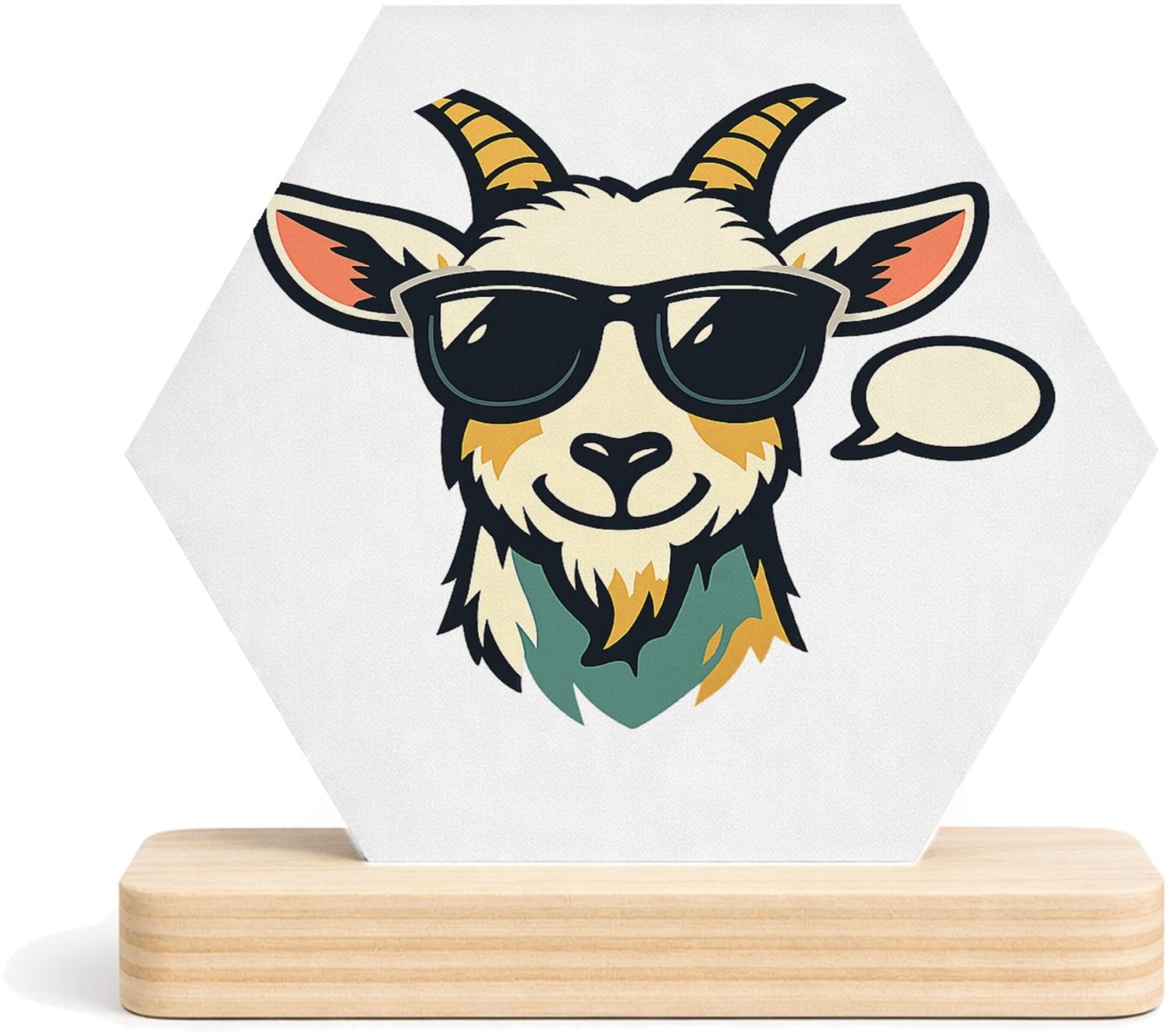 Mr Cadeautjes MDF fotolijst/inleg hexagon 14 x 13 - design Stoer dierenportret met relaxte houding | cadeau Wit