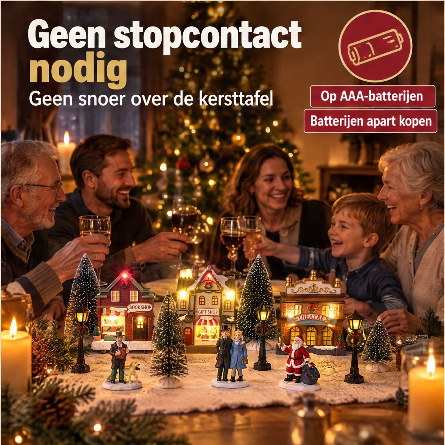 Levano Kerstdecoratie voor Binnen Set van 14 - Kerstverlichting op Batterij - Kersthuisjes met Verlichting - Kerstdorp Figuren - Kerstfiguren Binnen - Kerst Tafel Decoratie - Kerstboompjes Miniatuur - Kersttafereel - Winterdorp - Kerst Village – foto 6