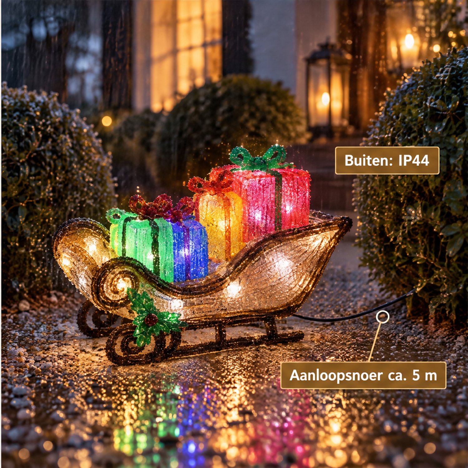 Levano Kerstverlichting Buiten Figuren - Arreslee met 40 LED - Kerstlampjes - Kerstdecoratie voor Binnen - Kerstversiering Buiten - Kerstfiguren - Kerstslee - Sfeerverlichting - Kerstfiguur met Licht - Kerstdecoratie Tuin - Timer - IP44 – foto 7