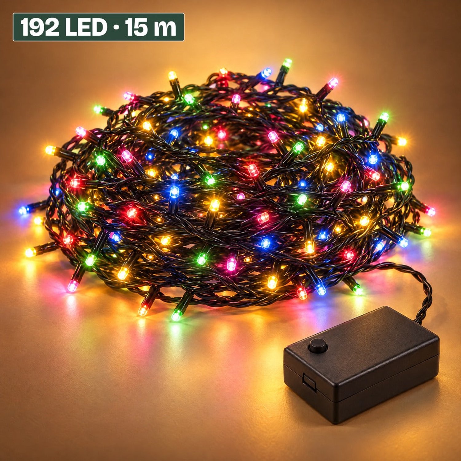 Levano Kerstverlichting Multicolor 192 LED 15 m - Lichtsnoer voor Binnen en Buiten - Kerstlampjes op Batterij - Kerstboomverlichting - Kerstversiering - Lichtslinger - Kerstlichtjes - LED Lampjes - Lichtjes Slinger op Batterijen - Lichtketting