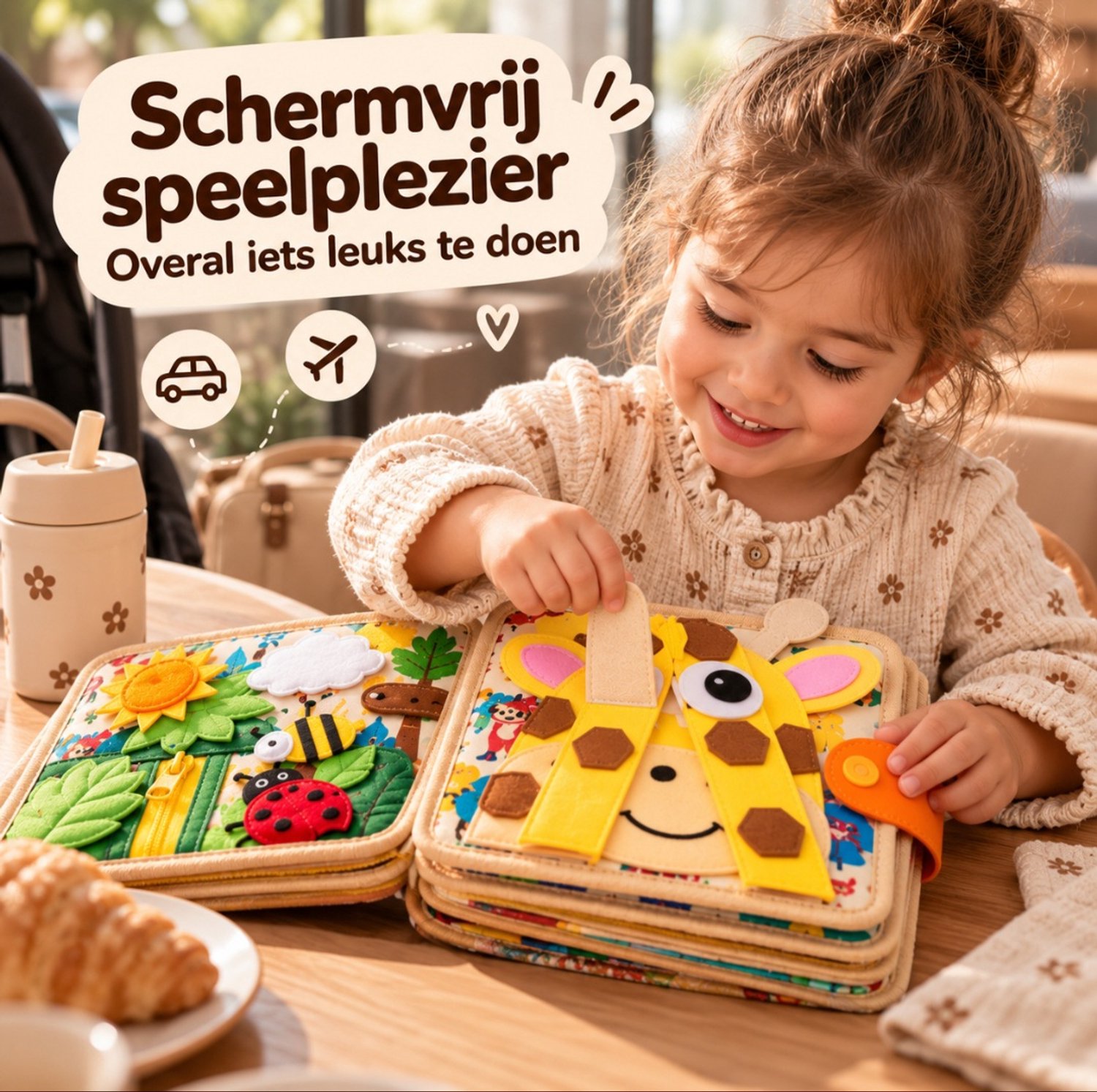 Montessori Activiteitenboek voor Peuters – Educatief Busy Board – Speelgoed - 1-4 Jaar – Motoriek & Ontwikkeling - Giraffe thumbnail 2