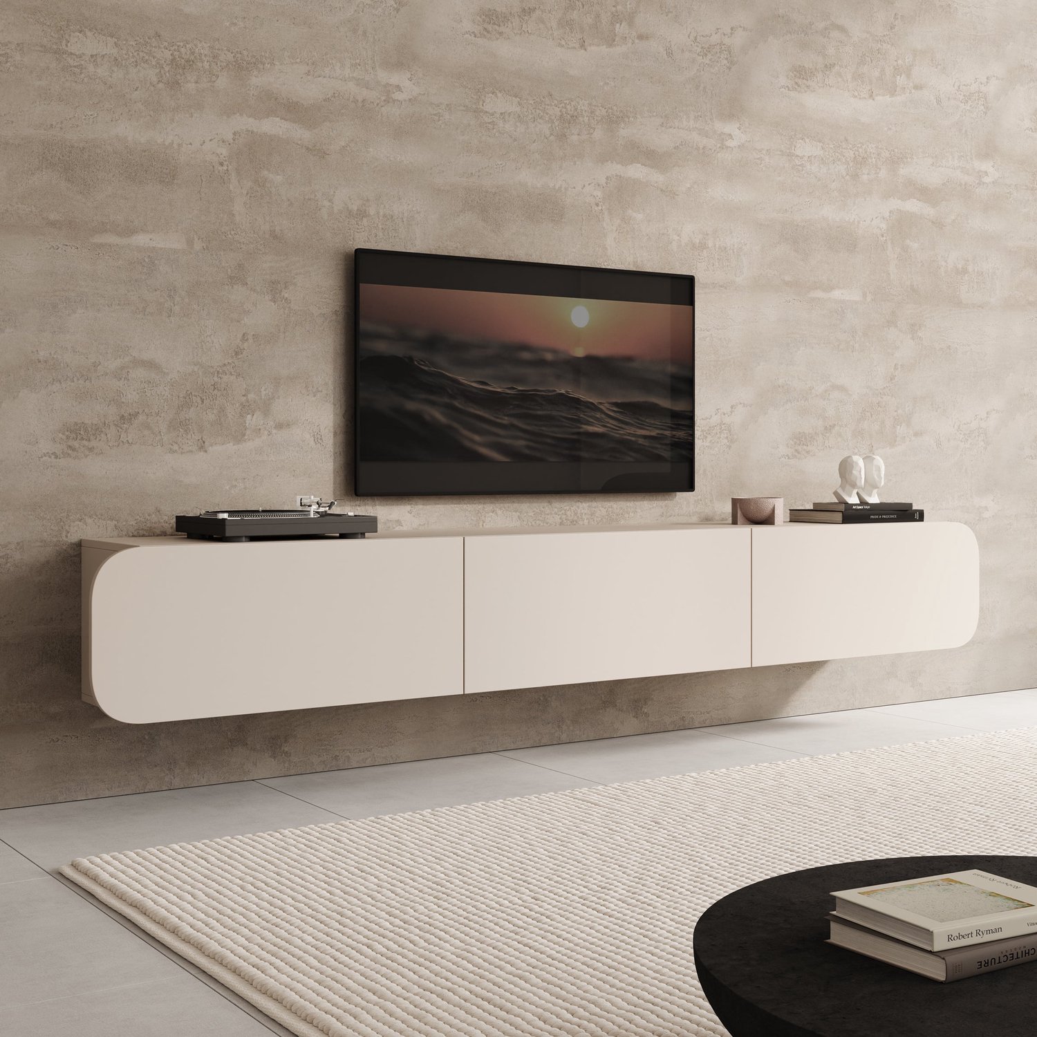 MEUBELLA Renalto - TV-Meubel - Beige - 220x36x34 cm