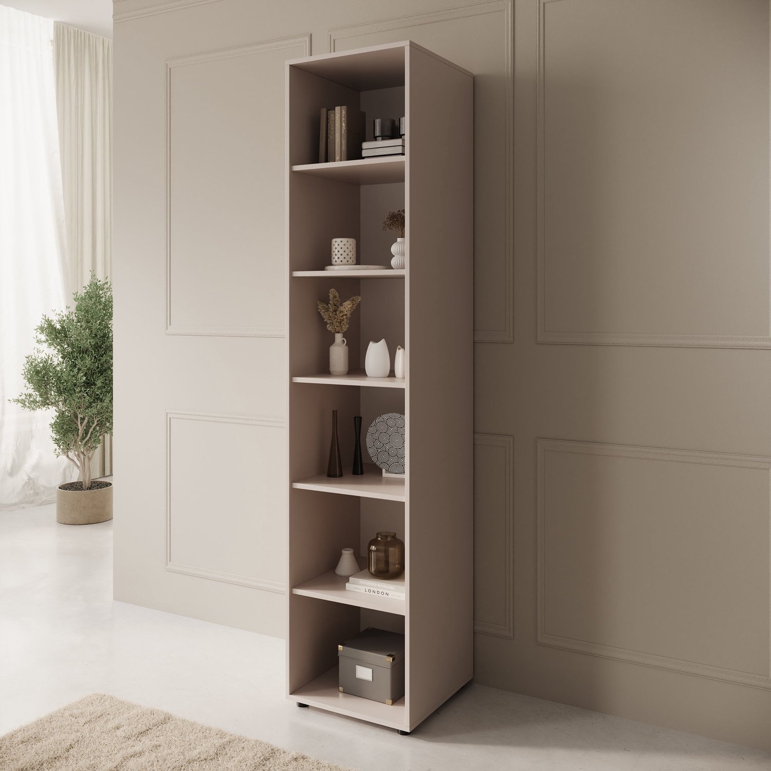 MEUBELLA Montalo - Boekenkast - Beige - 45x45x206 cm