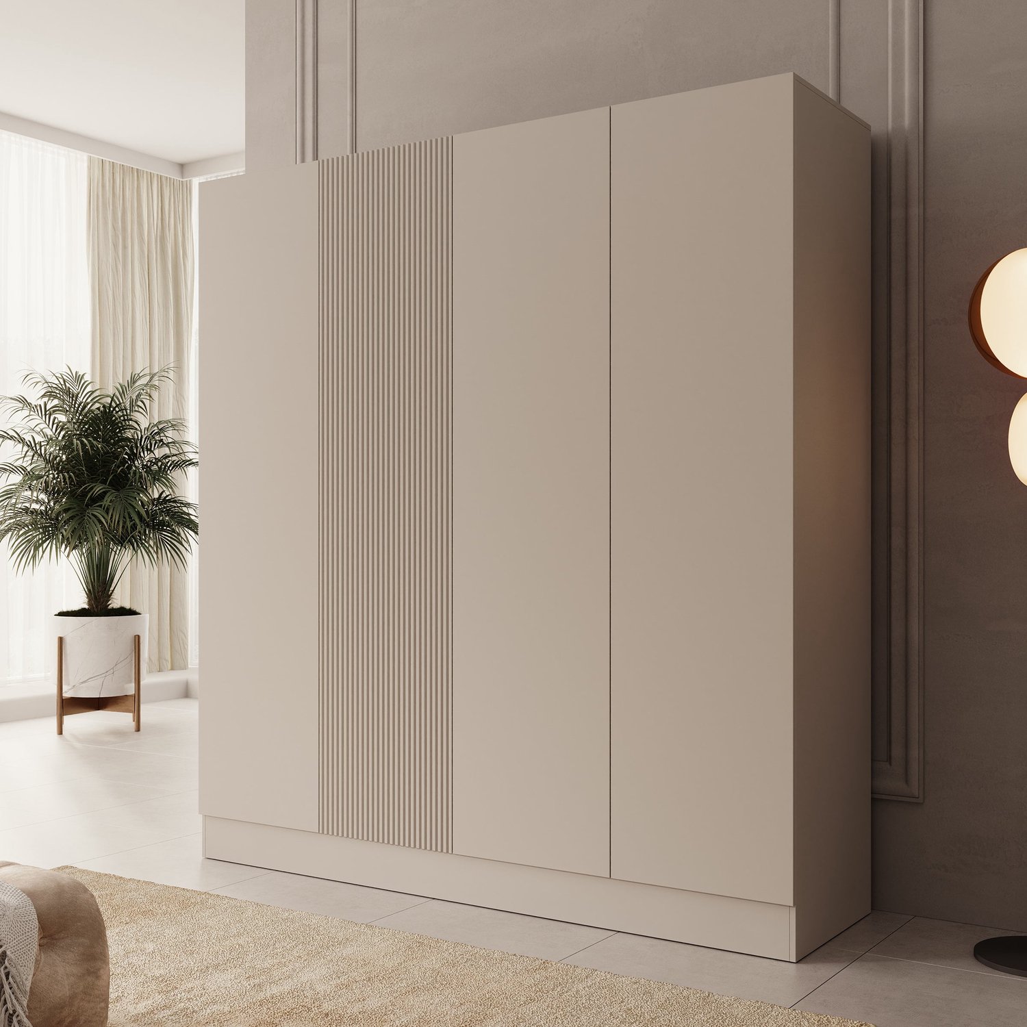 MEUBELLA Capri - Kledingkast 4-deurs - Beige - 205x55x220 cm