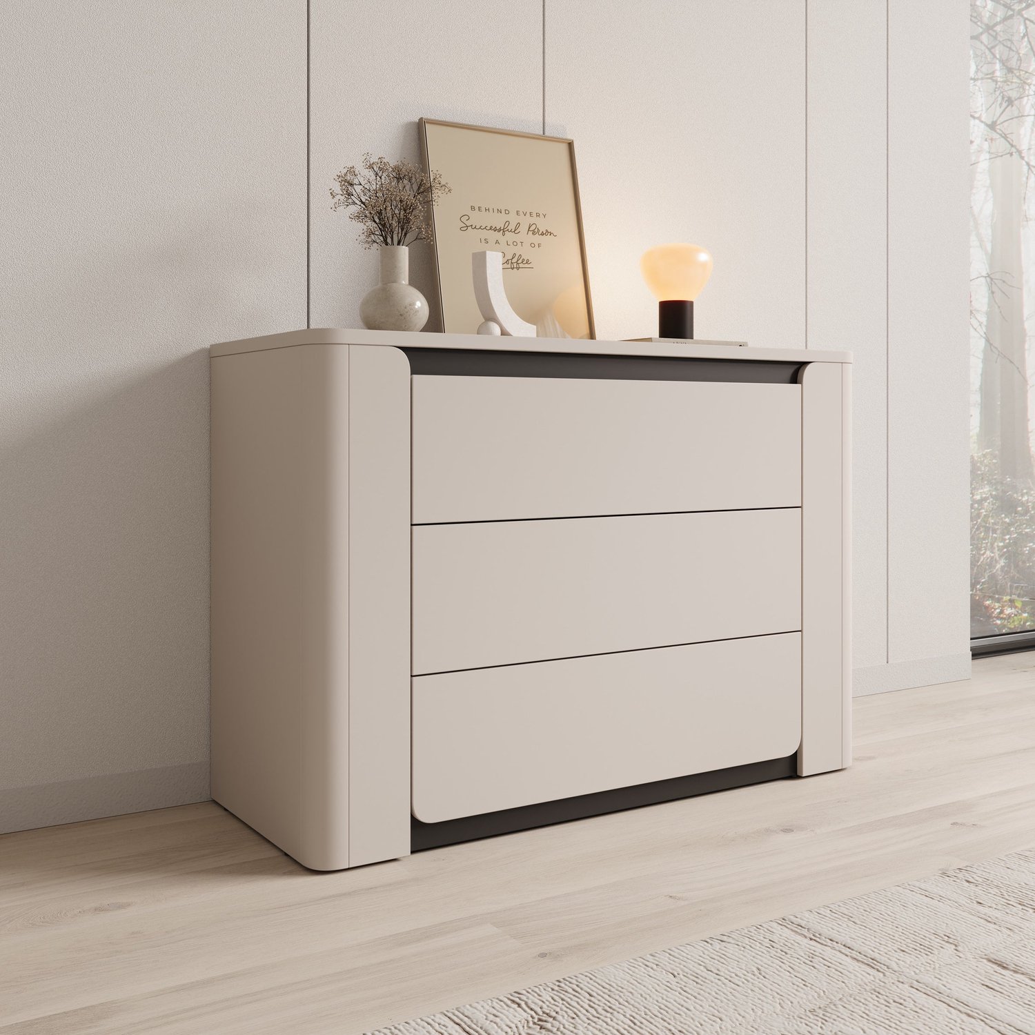 MEUBELLA Vexon - Ladekast - Beige/Zwart - 111x45x78 cm