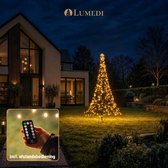 Lumedi 480 - 3 meter - LED Kerstboom Buiten - Incl. Deelbare mast - Vlaggenmast Verlichting - 480 Warm Wit Led Lampjes - Afstandsbediening - Kerstverlichting voor buiten
