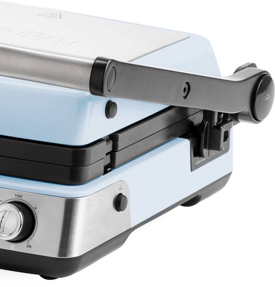 GreenPan Elite Contact Grill - PFAS-vrije antikleeflaag - LCD-display - Antislip - Vermogen: 2200 W - Koudgreep - Met extra wafelplaten - Blue haze — afbeelding 2
