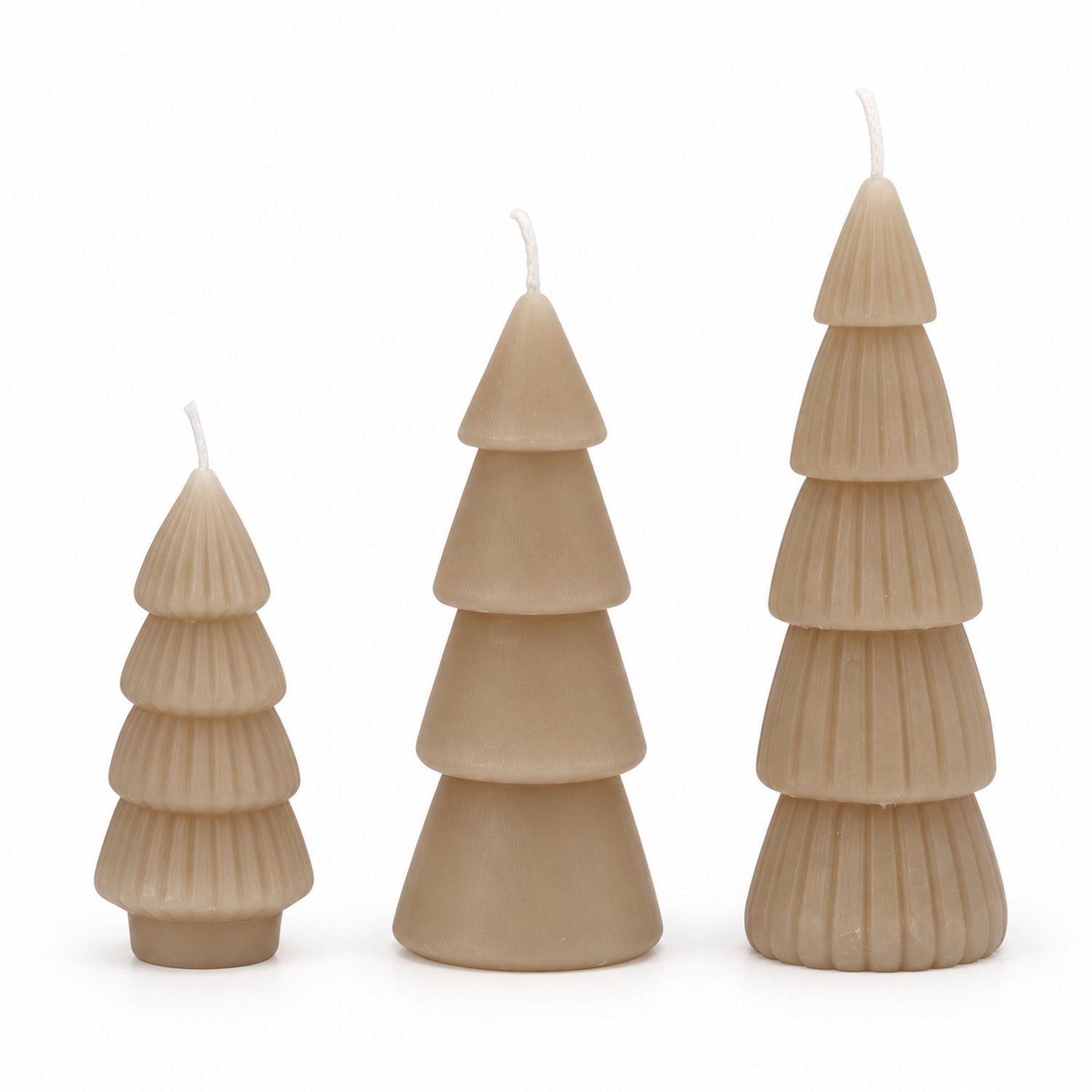 Home Society Kaarsen - Kerstboom - Set van 3 - Taupe - 9, 12 en 15cm hoog