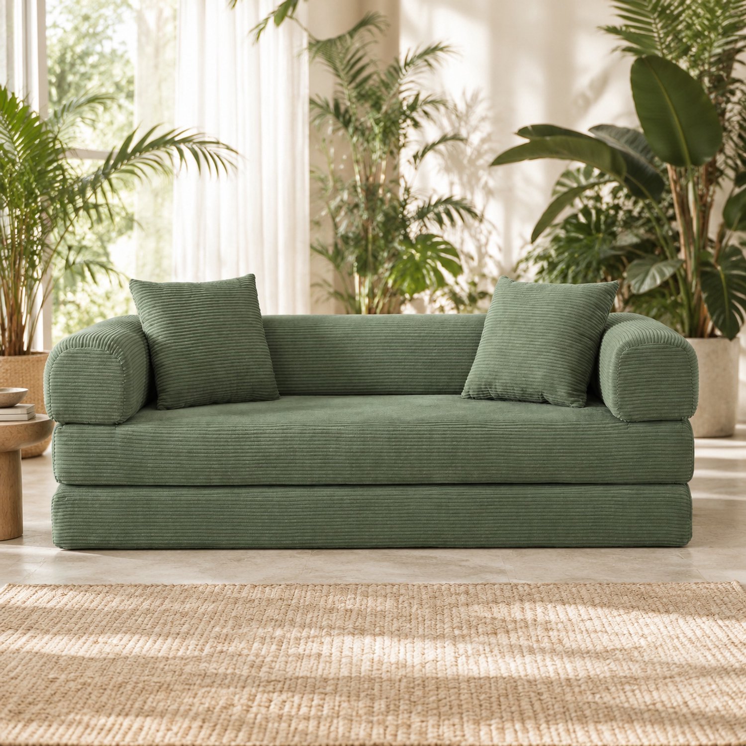 WUVRIE 3-zits slaapbank 195x89x59 cm - Modulair met koudschuimvulling - Groen