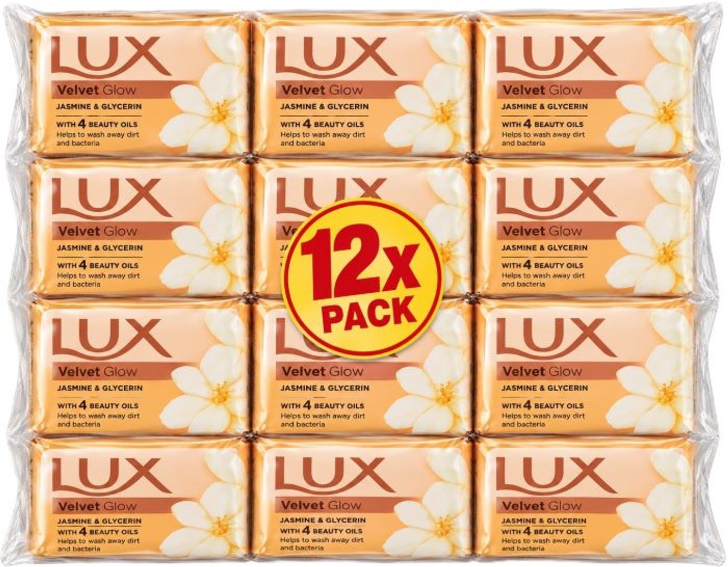 Lux Zeep - Velvet Glow - Jasmine & Glycerin - Voordeelverpakking 12 stuks