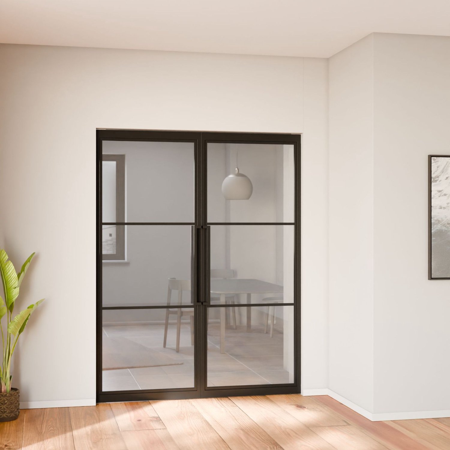 Schulte Complete Glazen Dubbele Draaideur - 166x211 - Zwart - Helder - 3 Vakken - Loft