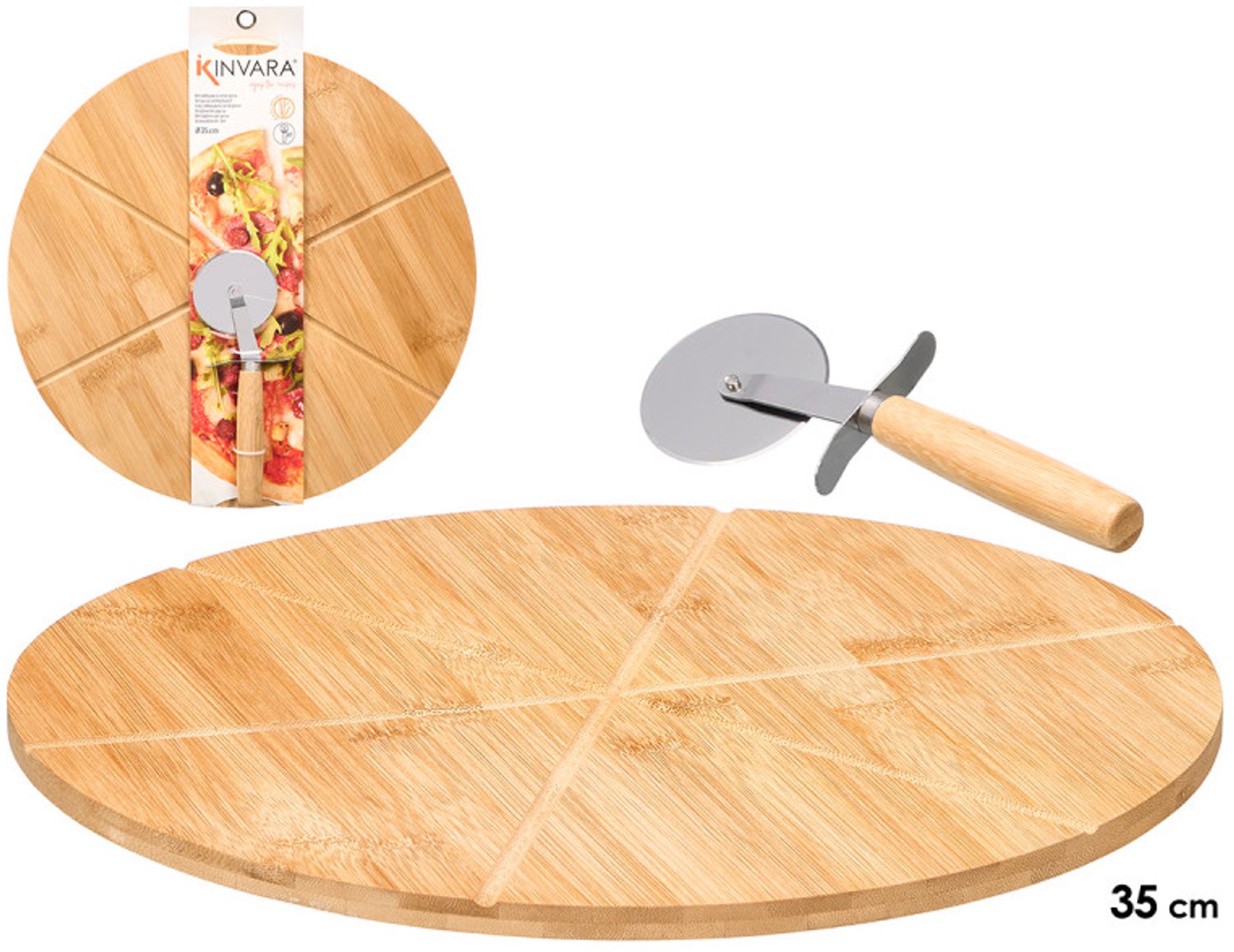 Pizza maker SET - 1400W - incl. Bamboo Pizzaplank Ø 35 cm met Pizzasnijder - bakplaat 32 cm - pizzaoven SET – foto 4