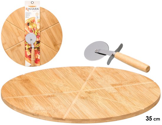 Pizza maker SET - 1400W - incl. Bamboo Pizzaplank Ø 35 cm met Pizzasnijder - bakplaat 32 cm - pizzaoven SET — afbeelding 4