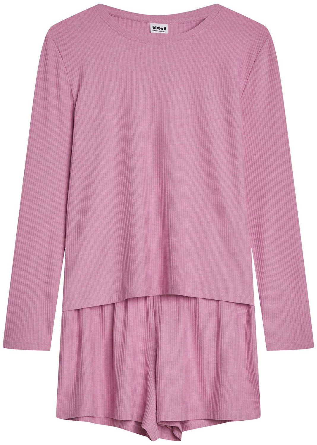 ESOTIQ BLOOVII Kaelan - Damespyjamaset - Lange mouwen - Korte broek - Roze