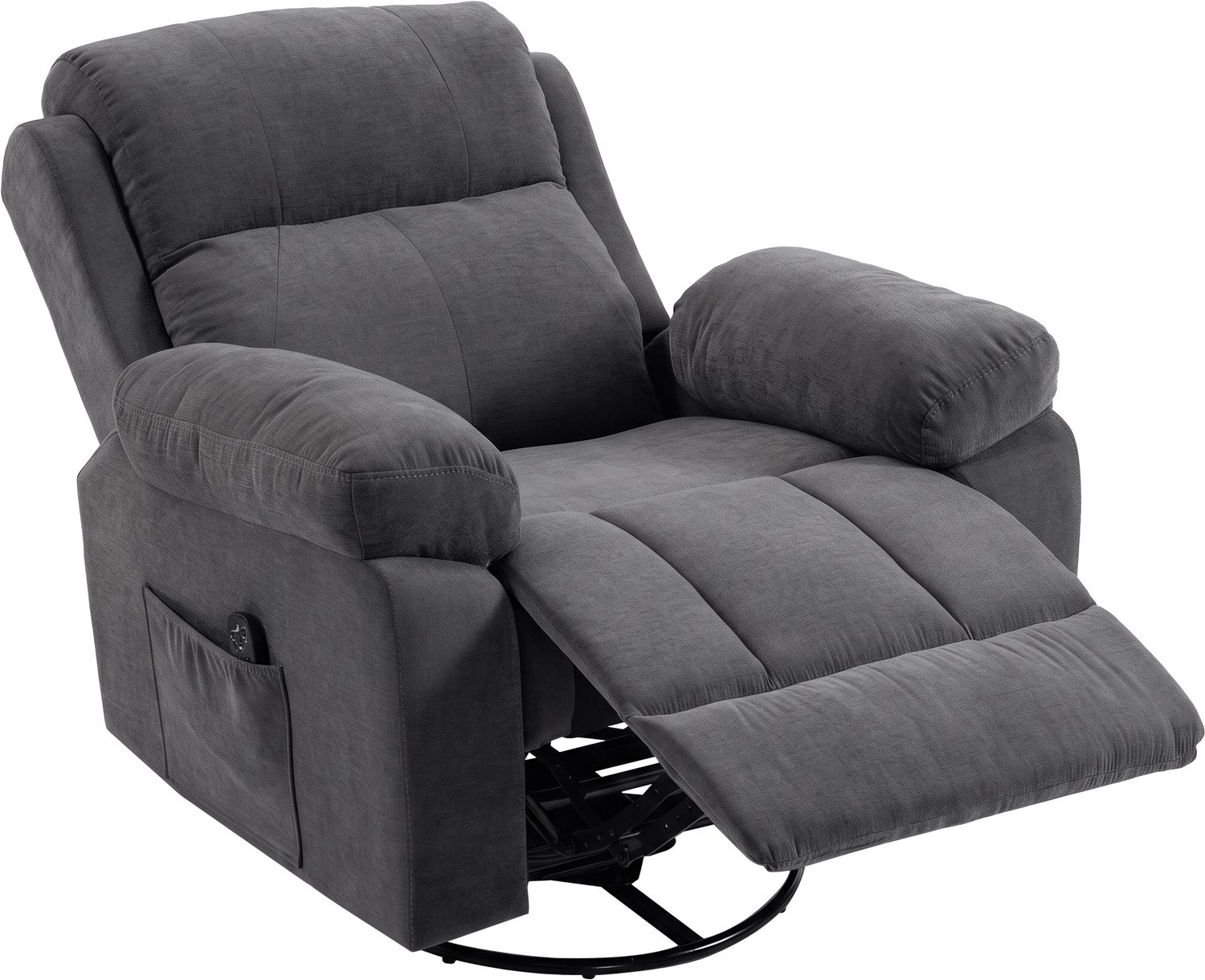 Homona Relaxfauteuil met massage en warmte - 360° draaibaar en verstelbaar - Met voetsteun - 97 x 97 x 104 cm - Donkergrijs