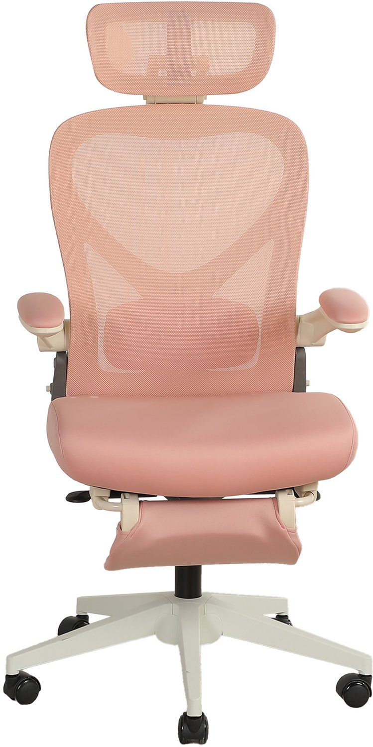 Clruro Bureaustoel - 48,5x62x129 cm - Inklapbaar - 3D Hoofdsteun - Mesh - Roze