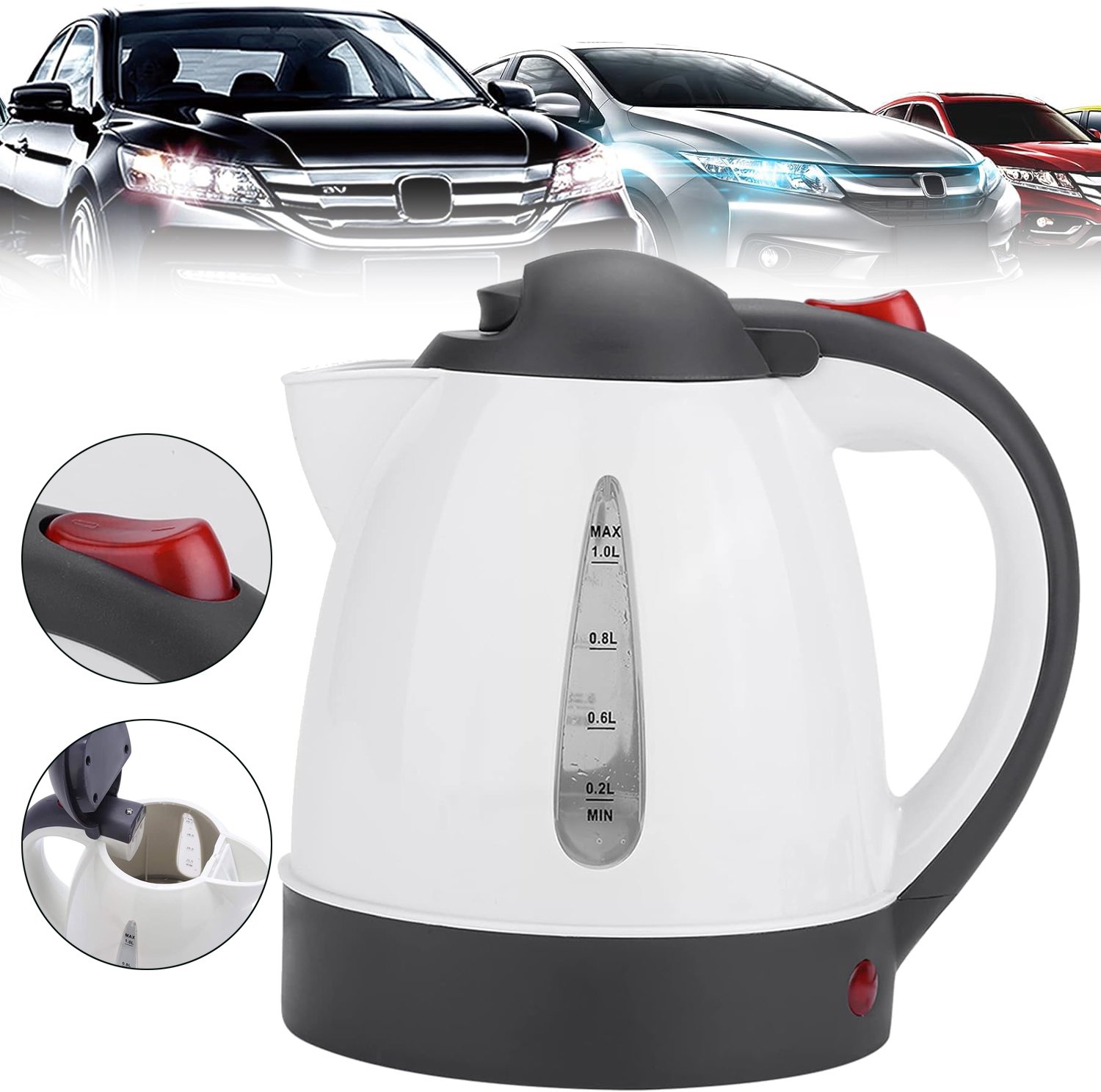 12v Elektrische Autowaterkoker - 1L Draagbare Boiler - Reizen Koffie Theepot - Automatische Uitschakeling
