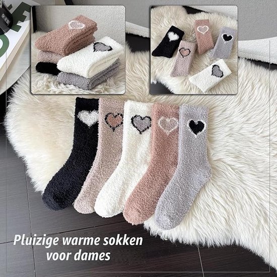 5 Pack Fluffy Huissokken - Warme Fleece Sokken - Huissokken Dames - Gevoerde Sokken - Slaapsokken - Dikke - cadeau voor verjaardagen, Kerstmis, Valentijnsdag, Moederdag en Nieuwjaar — cadeau in Mode & Accessoires - foto 6