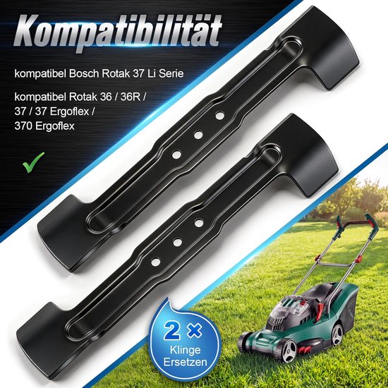 Vervangingsmessen 2-delig - zwart staal - compatibel met Bosch Rotak 37 Li-serie - eenvoudig te installeren - ServiceTopper — afbeelding 5