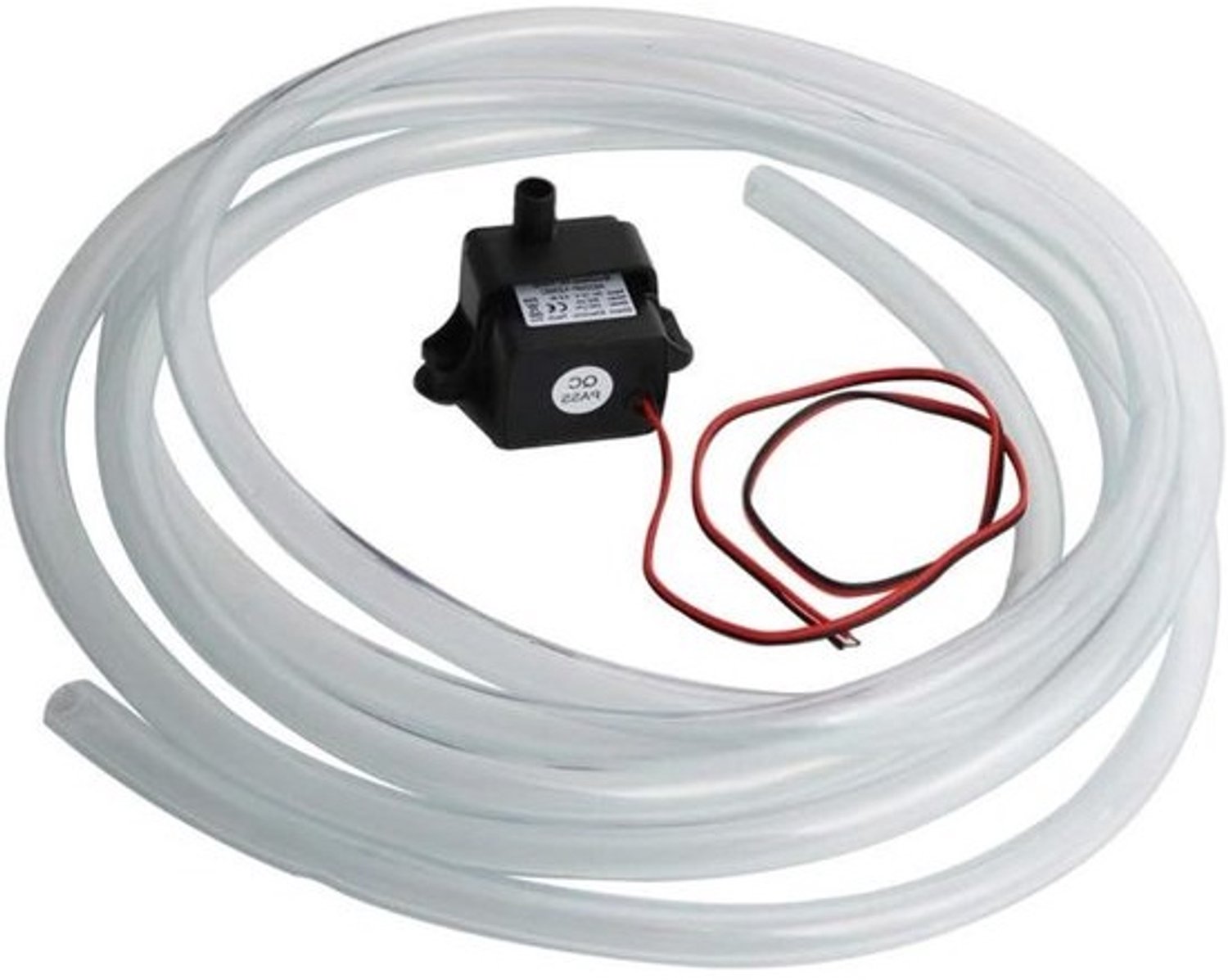 Kleine waterpomp met kabel van 46 cm voor huisdierfonteinen, aquarium, vijver en vissenkom (+ 8 mm binnendiameter, 3 m lange PVC-waterleiding)
