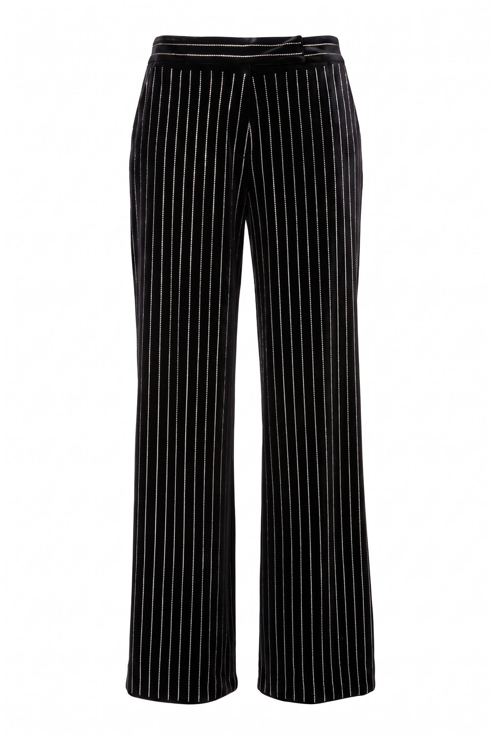 Ulla Popken - Dames - Fluwelen broek Mary wijde pijpen - Zwart - Maat 42