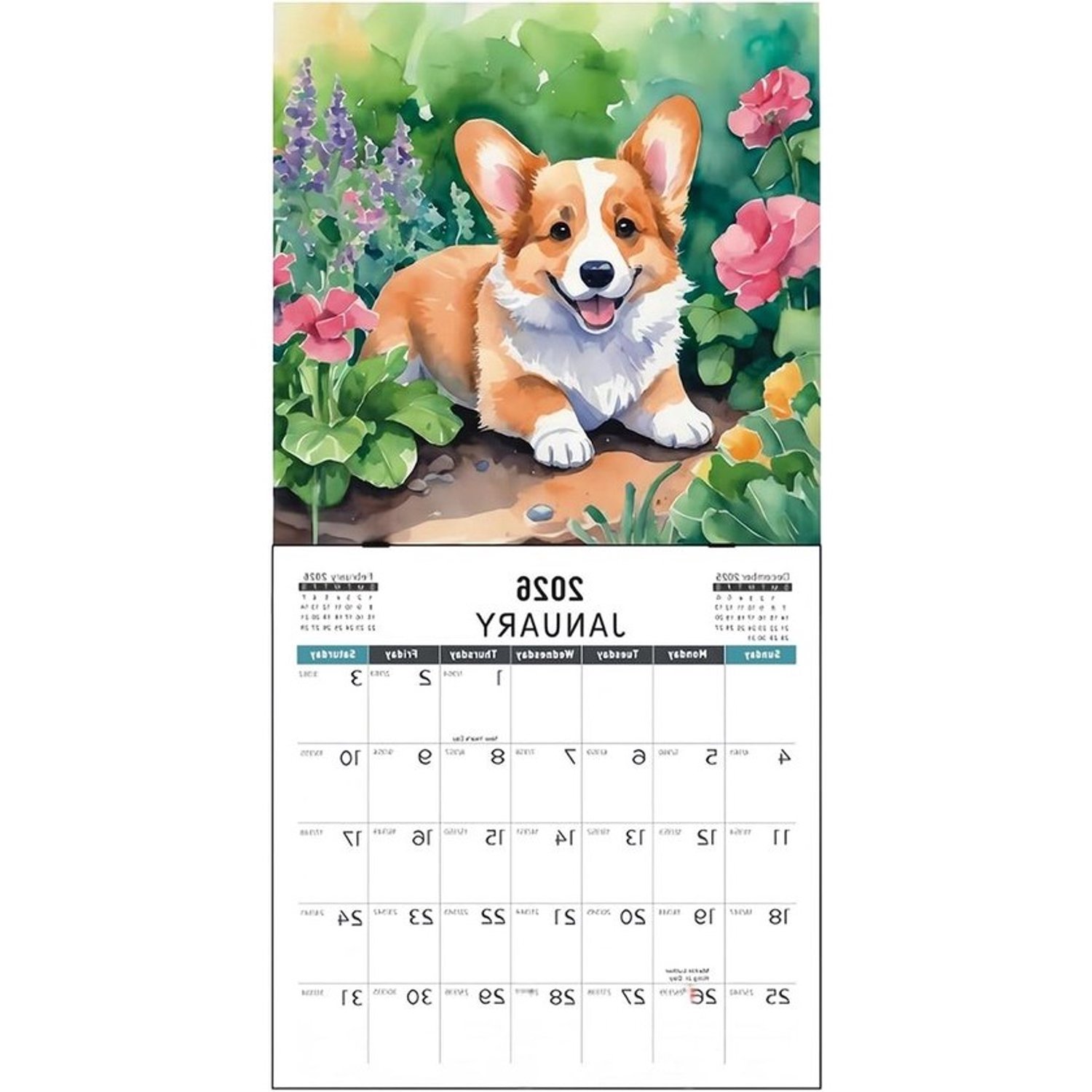 Kattenkalender 2026 - Artistieke planner - Dagelijks plannen - Kleurrijke dierenkunst - 21 x 28.5 cm - Multicolor