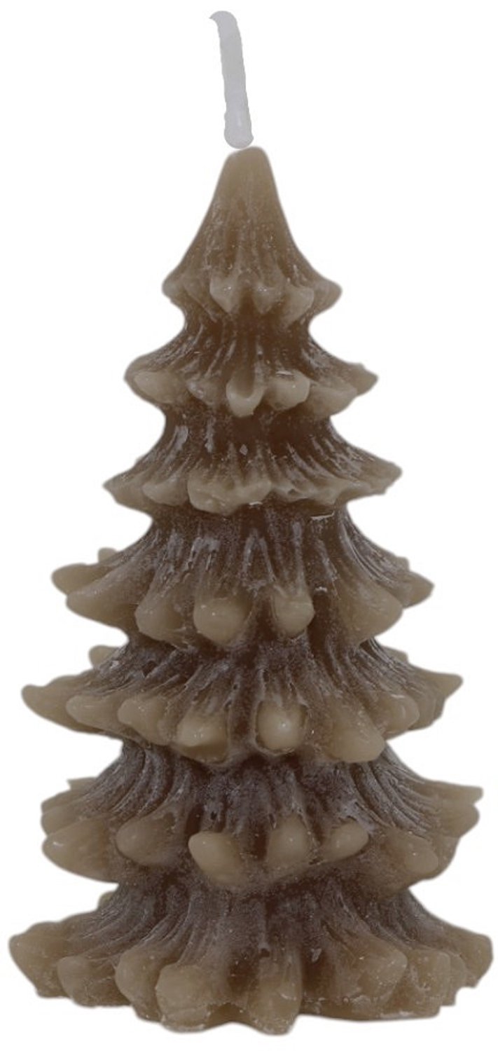 Home Society Tree James Kerstboomkaars – 10 cm – Taupe – Decoratieve Kerstkaars – Tafeldecoratie - 4 stuks