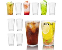 SnelShoppen - Set van 12 Breukvaste Waterglazen 350 ml - Transparante Kunststof Drinkglazen voor Camping, Feest, Kinderbeker, Stappelbare Plastic Sapg