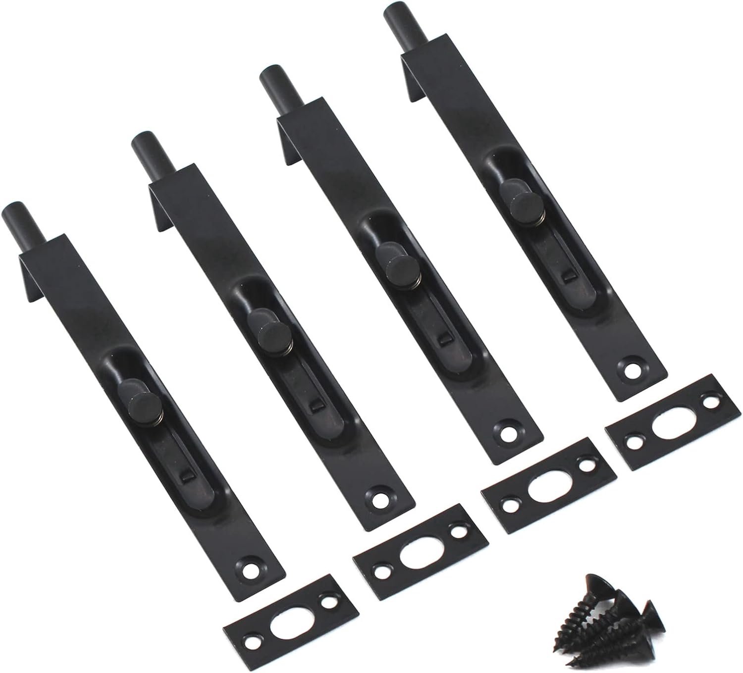 4 Inch verborgen deurslot flush slide klink bolt - RVS zwart - 4 stuks met schroeven - duurzame constructie - Vemera