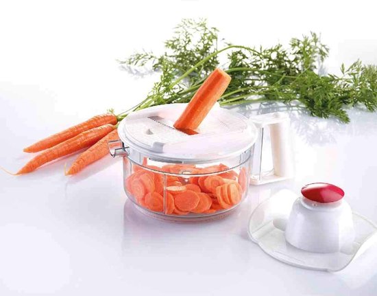 Handmatige 9-in-1-keukenmachine, incl. 11 accessoires, roestvrij staal/kunststof,, wit/doorzichtig/rood, 97142260 — afbeelding 2