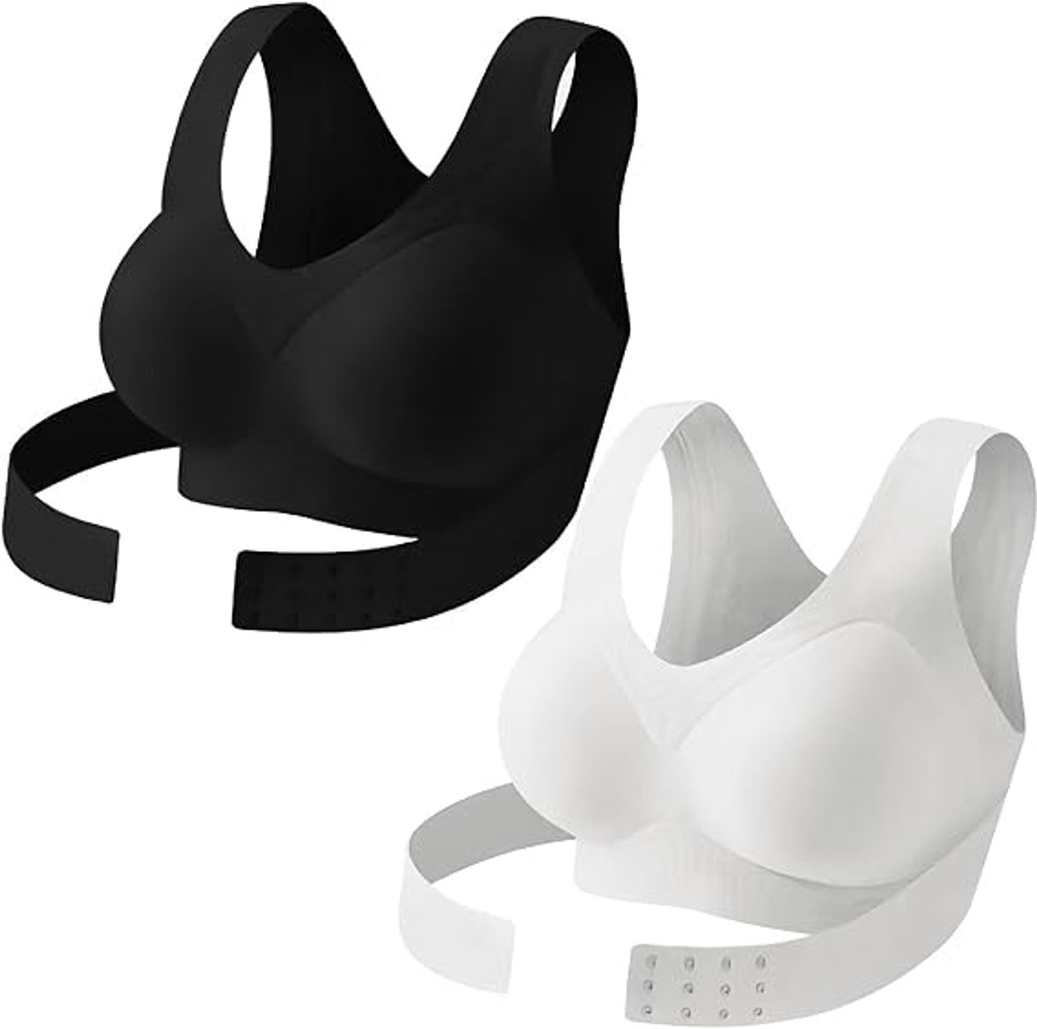 Beha Set 2 Stuks - Maat L - Draadloze Houding Corrigerende BH voor Dames - Geschikt voor 115-130 Jin - Crossback Elastische Rugband - Zonder Beugel en Naden - Push-up Effect - Zachte Stretchstof - Rugondersteuning voor Dagelijks Gebruik -TENGYIF®