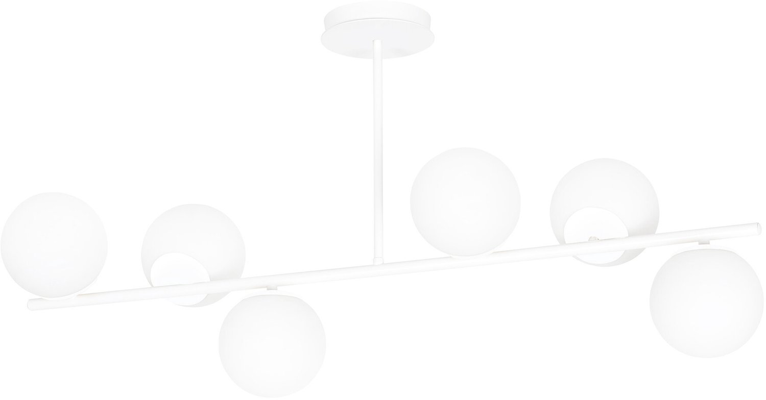 Emibig Odder hanglamp wit met melkwitte bollen 6x E14 - Perfect voor sfeervolle verlichting in uw woonkamer