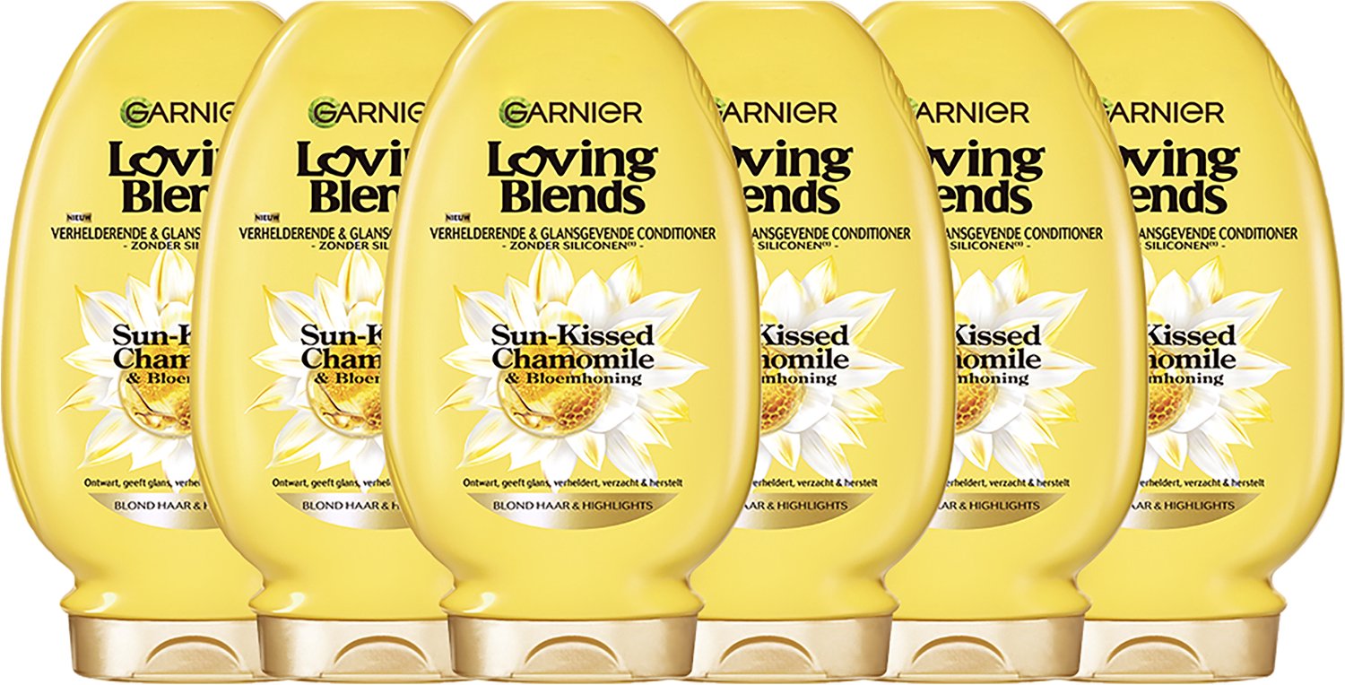 Garnier Loving Blends - Verhelderende & Glansgevende Conditioner - Sun-Kissed Chamomile & Bloemenhoning - Blond Haar & Highlights - Kamille 6x 250 ml