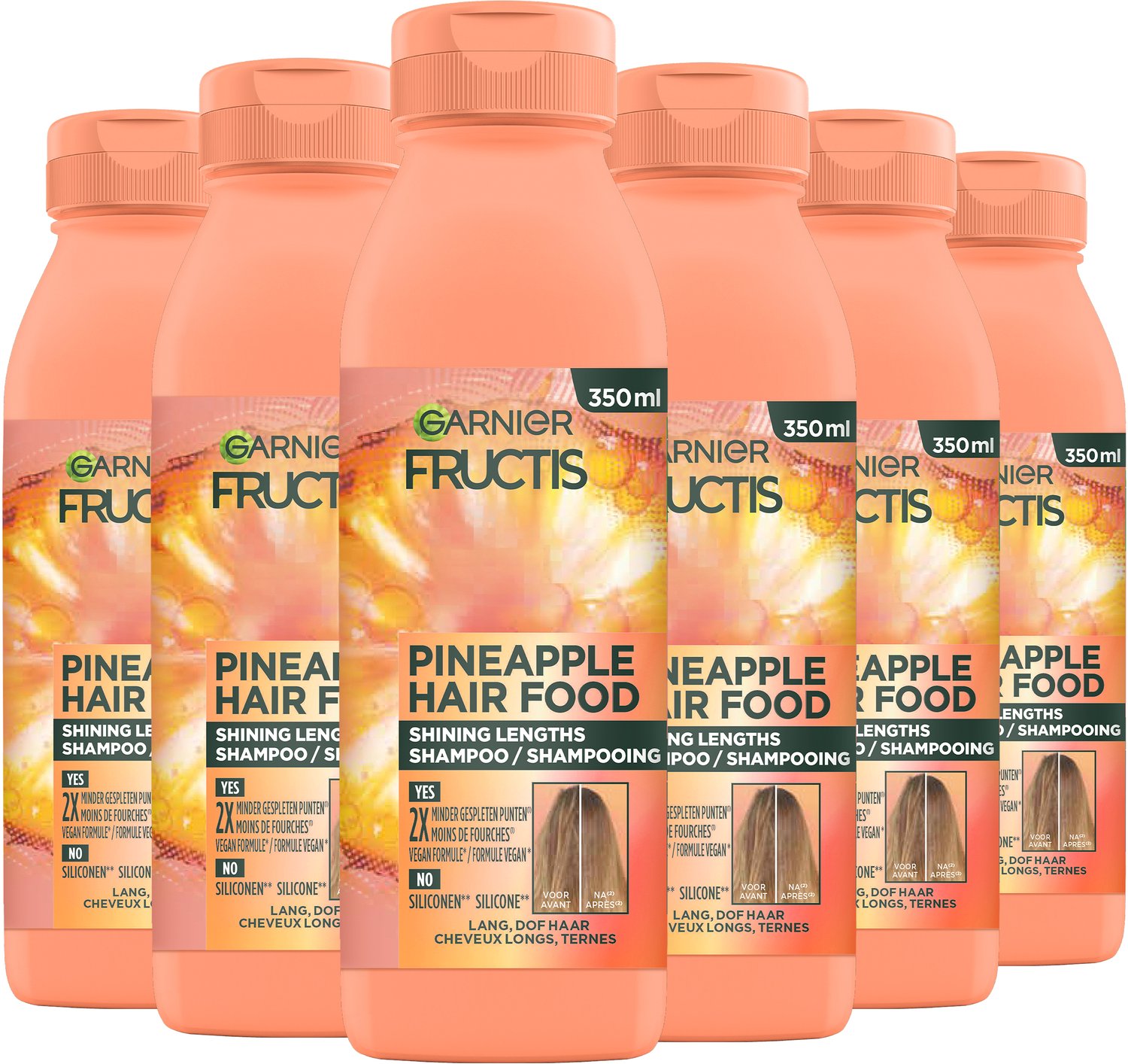 Garnier Fructis Hair Food Pineapple - Shampoo - Lang, dof haar - 6x 350ml