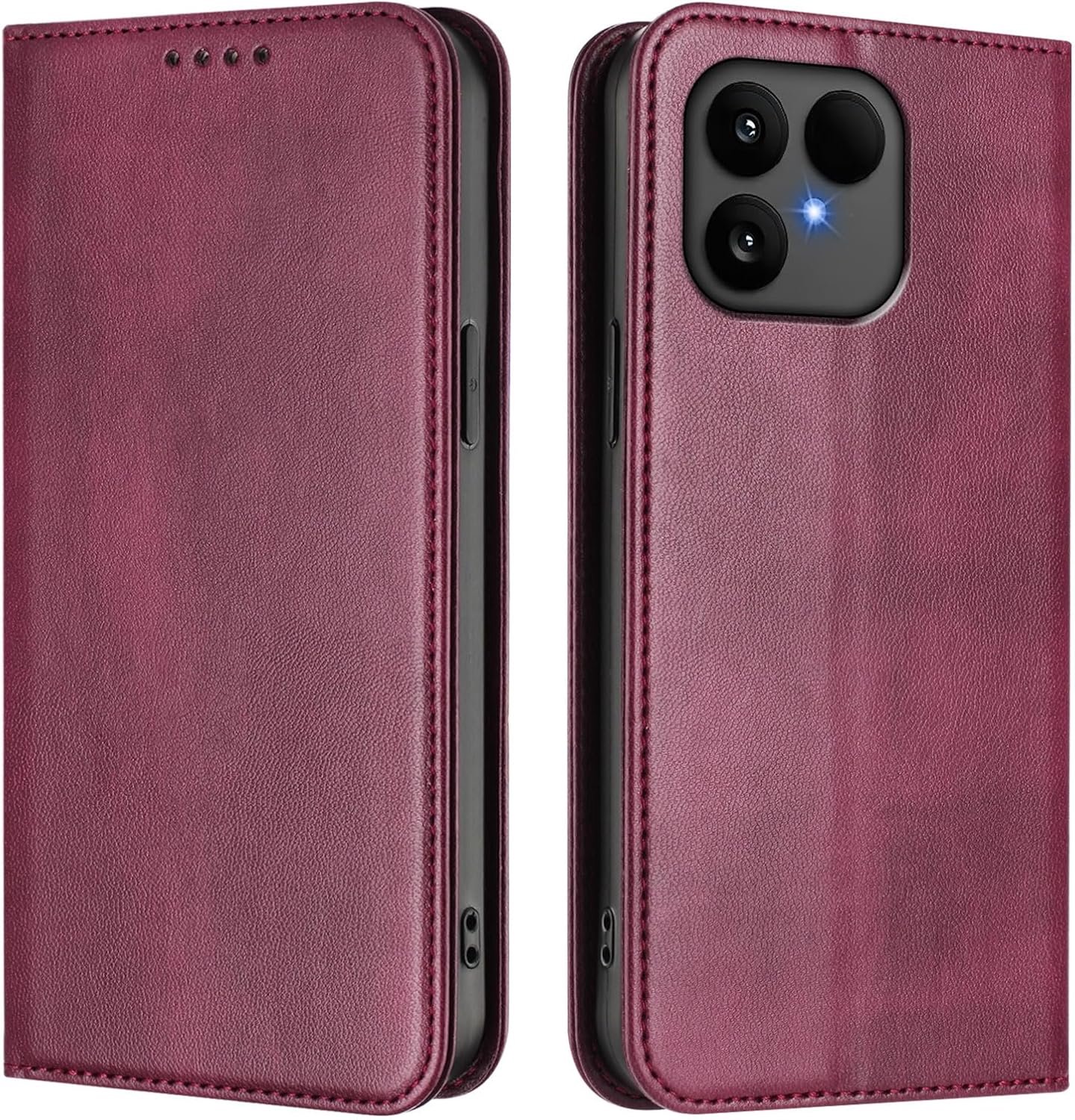 Zandarix Hoesje Geschikt voor Fairphone Gen 6 / Gen 6+ - Book Case Hoesje - Schokbestendig - Vintage - Kaarthouder - Kickstand - Met Screenprotector - Burgundy