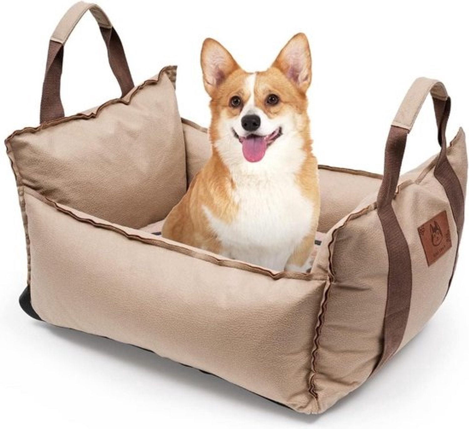 Hondenautostoel 2-in-1 met veiligheidsgordel - Zachte stoelverhoging - Wasbaar - Antislip - Transportdrager - Kleine tot middelgrote honden - Afneembare hoes - Autokussen