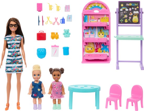 Barbie Dol op School - Speelset met 1 modepop en 2 kleine poppen — cadeau in Spellen & Speelgoed - foto 5