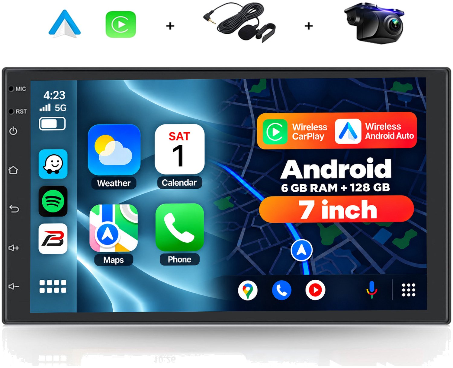 Bol.com Boscer Autoradio 2Din Universeel - Android 15 - Apple Carplay & Android Auto (Draadloos) - 6+128GB - 7 Inch HD Touchscre... aanbieding